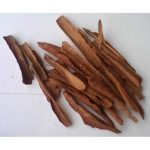Brown cinnamon bark sticks are scattered on a white surface, matching the Cinnamon-100gms product listing.